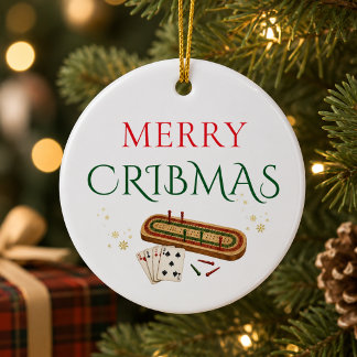 Frohe Cribbage Weihnachten personalisiertes Spiel Keramik Ornament