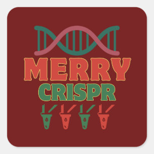 Frohe CRISPR! Weihnachtszeit, Biotechnologie Quadratischer Aufkleber