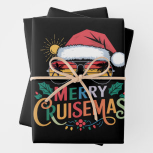 Frohe Cruisemas 2024 Weihnachten Santa Rentier Geschenkpapier Set
