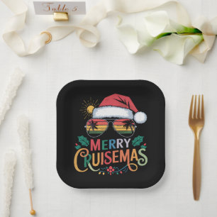 Frohe Cruisemas 2024 Weihnachten Santa Rentier  Pappteller