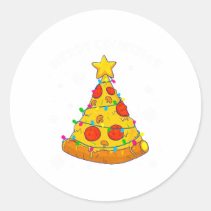 Frohe Crustmas-Pizza-Weihnachtsbaum-Xmas-Geschenke Runder Aufkleber
