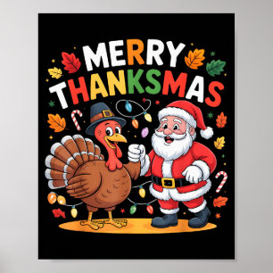Frohe Dankmas Truthahn Weihnachtsmann Erntedankfes Poster