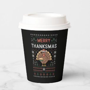 Frohe Dankmas Weihnachten Erntedankfest Pute  Pappbecher