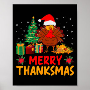 Frohe Dankmas Weihnachten Erntedankfest Pute Weihn Poster