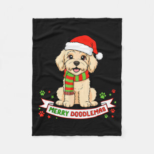 Frohe Doodlemas Goldendoodle Weihnachten Doodle Hu Fleecedecke