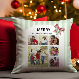 Frohe Erinnerungen Foto Collage Weihnachtsbow Kissen