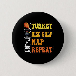 Frohe Erntedankfest Truthahn Disc Golf Nickerchen Button