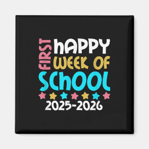 Frohe erste Schulwoche 2025 2026 Mädchen zurück zu Magnet