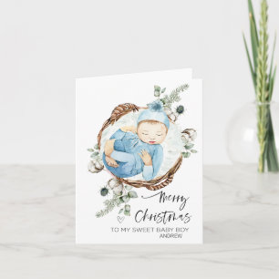 Frohe erste Weihnachtsjunge Sohn aus Mama und Vate Karte