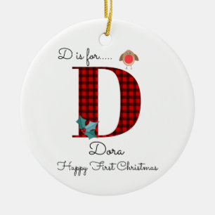 Frohe erste Weihnachtszeit D lumberjack Robin Baum Keramik Ornament