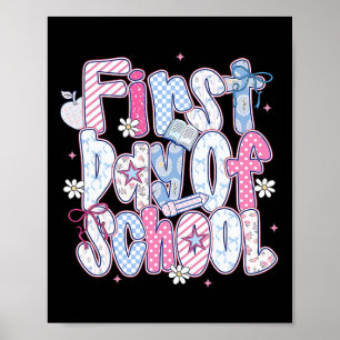 Frohe Erster Schultag Hallo Lehrer Kinder Zurück Poster