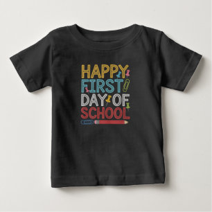 Frohe Erster Schultag Zurück zur Schule  Baby T-shirt