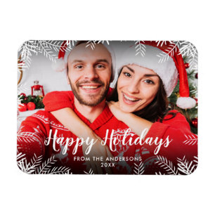 Frohe Feiertage Foto Weihnachtslaub Magnet