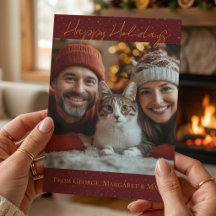Frohe Feiertage Katze Mama Papa Elegantes Foto 