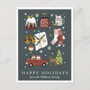 Frohe Feiertage   Klassisches Hygge-Minimal-Weihna Postkarte