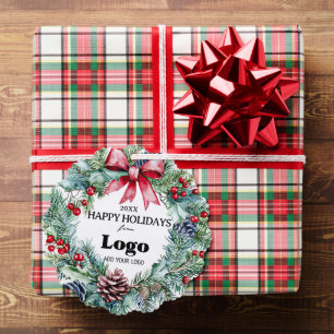 Frohe Feiertage Kranzschleifen-Logo-Geschenke für Ornament Karte