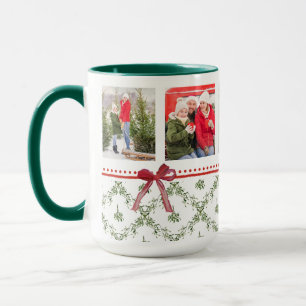 Frohe Feiertage Mistelzweig Roter Schleife Familie Tasse