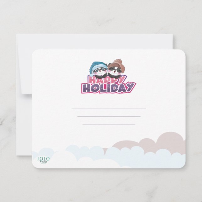 Frohe Feiertage Panda Einladung (Rückseite)