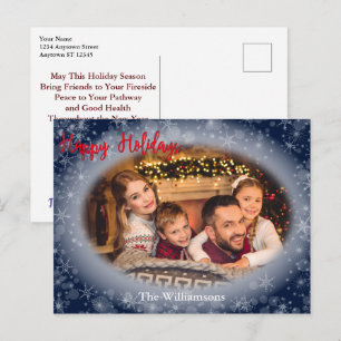 Frohe Feiertage Schneeblaues Bilderrahmen Weihnach Postkarte