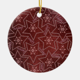Frohe Feiertage Schneeflocken und Sterne Keramik Ornament