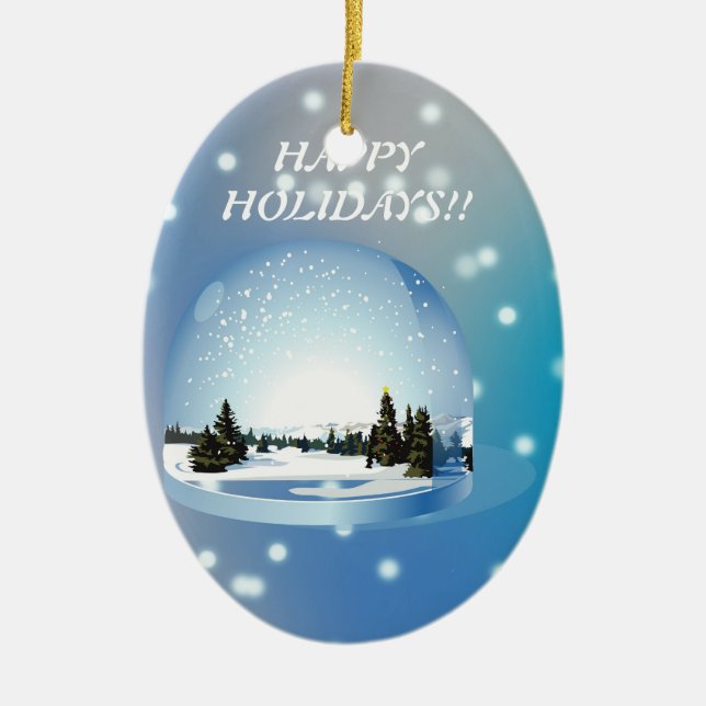 Frohe Feiertage Verzierung! Keramikornament (Vorne)