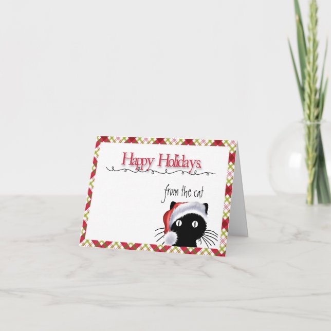 Frohe Feiertage von der Katze Feiertagskarte (Vorderseite)