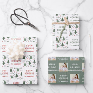 Frohe Feiertage Weihnachten Benutzerdefiniertes Fo Geschenkpapier Set