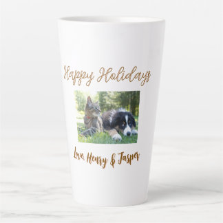 Frohe Feiertage Weihnachten Haustier Hund Katze Fo Milchtasse