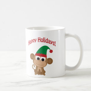 Frohe Feiertage! Weihnachtsaffe-Elf Kaffeetasse