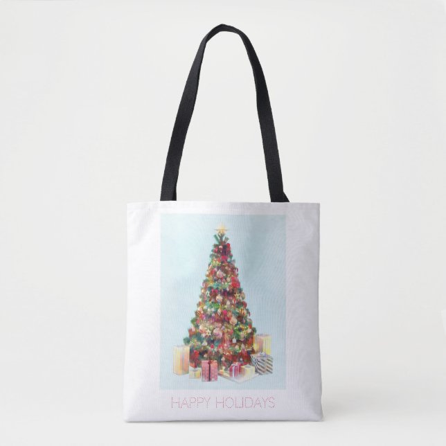 Frohe Feiertage. Weihnachtsbaum Tasche (Vorderseite)