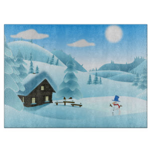 "FROHE FEIERTAGE" WINTERLANDSCHAFT SCHNEIDEBRETT