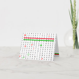 Frohe Feiertage Wort-Suchpuzzlespiel-Karte Feiertagskarte