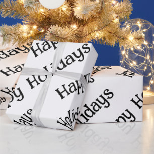 Frohe Feiertage Wrap Schwarz Schrift Geschenkpapier