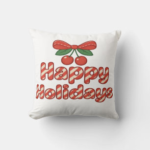 Frohe Feiertage Zuckerstangen-Typografie – Süßes X Kissen
