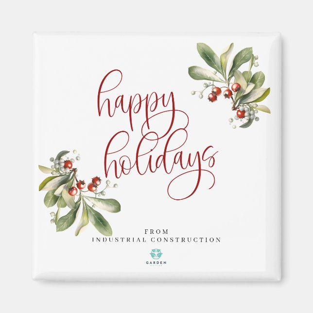 Frohe Ferien Weihnachtsmagnet mit Firmenlogo Magnet (Vorne)