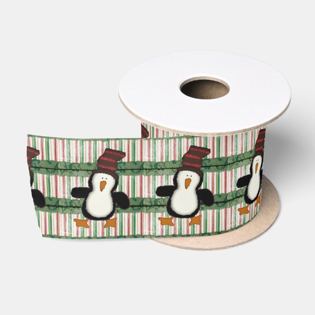 Frohe Festtage, Frohe Weihnachtspenguin Satinband (Spule)