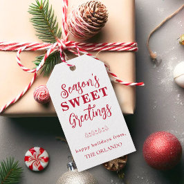 Frohe Festtage Holiday Christmas Red White Geschenkanhänger