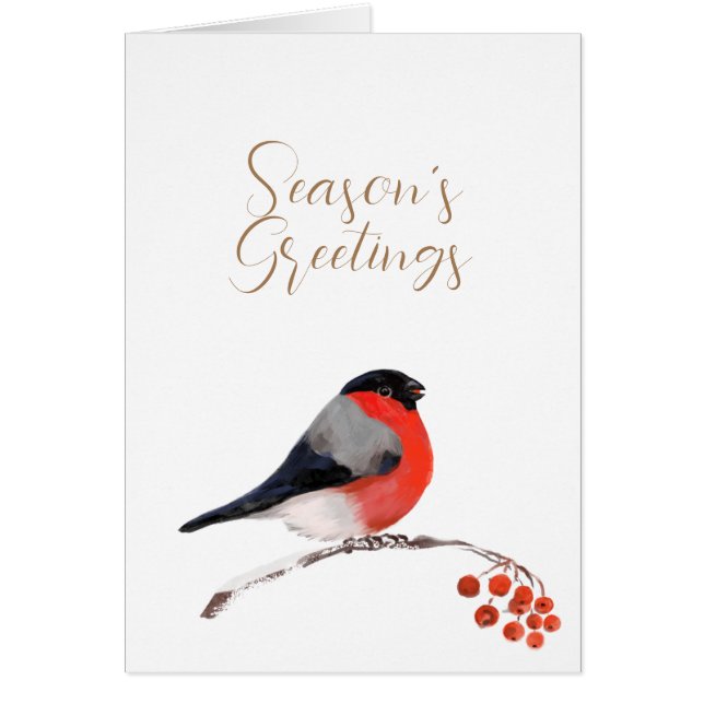 Frohe Festtage mit roter Bullfinch-Karte (Vorne)