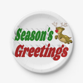 Frohe Festtage Reindeer Typografie Weihnachten Pappteller