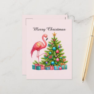 Frohe Festtage Rosa Flamingo Feiertagspostkarte