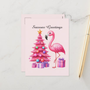Frohe Festtage Rosa Flamingo Feiertagspostkarte