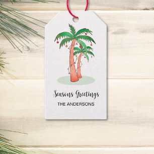Frohe Festtage Tropical Palm Tree Gift Tags Geschenkanhänger