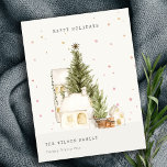 Frohe Festtage von Pastel White Snow Trees Feiertagspostkarte<br><div class="desc">Wenn Sie weitere Anpassungen benötigen,  schreiben Sie mir bitte an yellowfebstudio@gmail.com.</div>