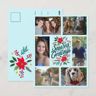 FROHE FESTTAGE Weihnachten CUSTOM 6 FOTO Urlaub Postkarte
