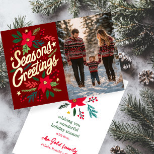 FROHE FESTTAGE Weihnachtsfeiertage CUSTOM FOTO Folien Feiertagskarte