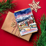 Frohe Festtage Weihnachtsstraße Colorado Postkarte<br><div class="desc">Frohe Festtage Weihnachten Schnee Winter Colorado Straße Grüße Weihnachten Neues Jahr Postkarte,  Schnee Winter Wunderland in Breckenridge Colorado Moderne Wasserfarbe</div>