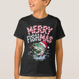 Frohe Fisch-Weihnacht Weihnachtsmann Angler Lustig T-Shirt