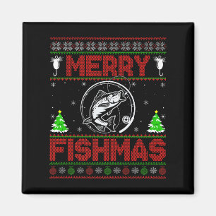 Frohe Fisch-Weihnachten B Fisch Angeln hässlicher Magnet