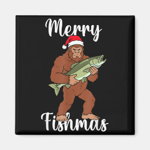 Frohe Fisch-Weihnachten Bigfoot Angeln Lustiger Sa Magnet