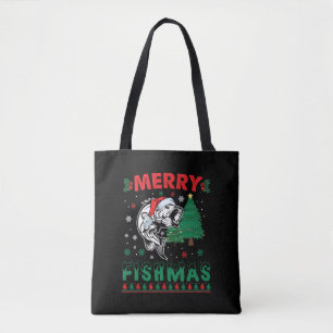 Frohe Fisch-Weihnachten Fisch-Angeln Vater Fischer Tasche